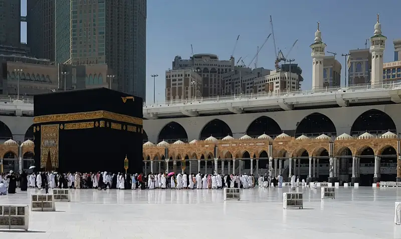The Kaaba in the courtyard of Masjid al-Haram, Makkah
